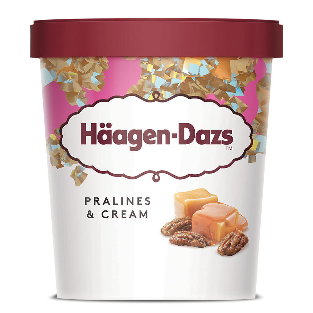 Haagen Dazs Pralines & cream pint, front of package